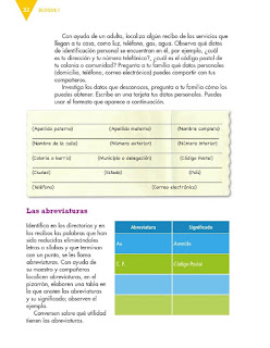 Apoyo Primaria Español 3er grado Bloque 1 lección 3 Práctica social del lenguaje 3, Organizar datos en un directorio