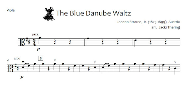 Blue Danube sheet music arrangement beginning orchestra