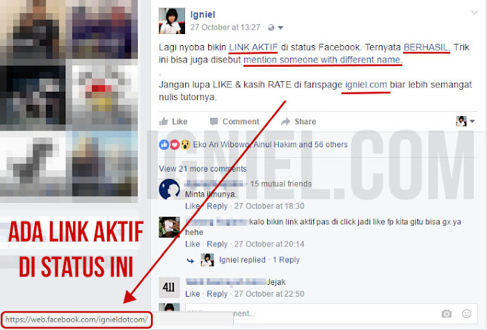 Cara Membuat Tulisan yang Mengandung Link Aktif di Status Facebook Cara Membuat Tulisan yang Mengandung Link Aktif di Status Facebook