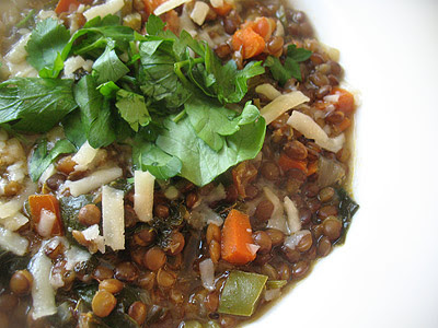 Puy Lentil Soup with Spinach
