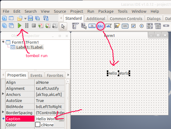Program Hello World Lazarus