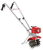 Mantis 7225-15-02 2-Cycle Gas-Powered Tiller/Cultivator with Border Edger & Kickstand, with reversible tines for 10" deep or 3" shallow, tine spin speeds up to 240 rpm
