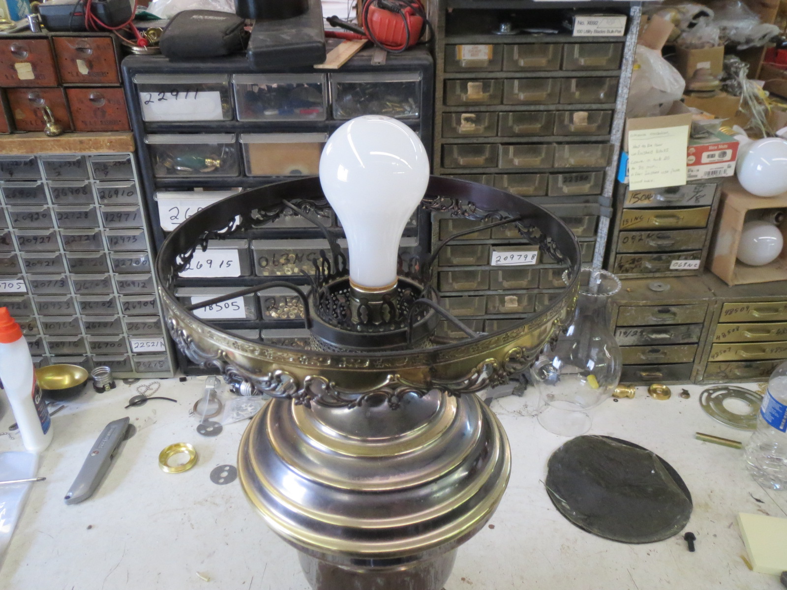 Lamp Parts and Repair Lamp Doctor Table Lamp with Gallery and Brass