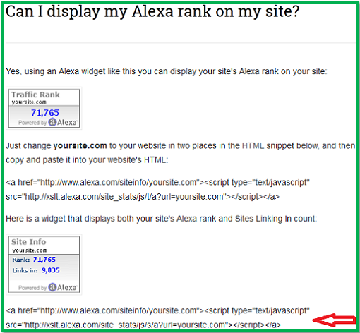 free alexa widget on blogger