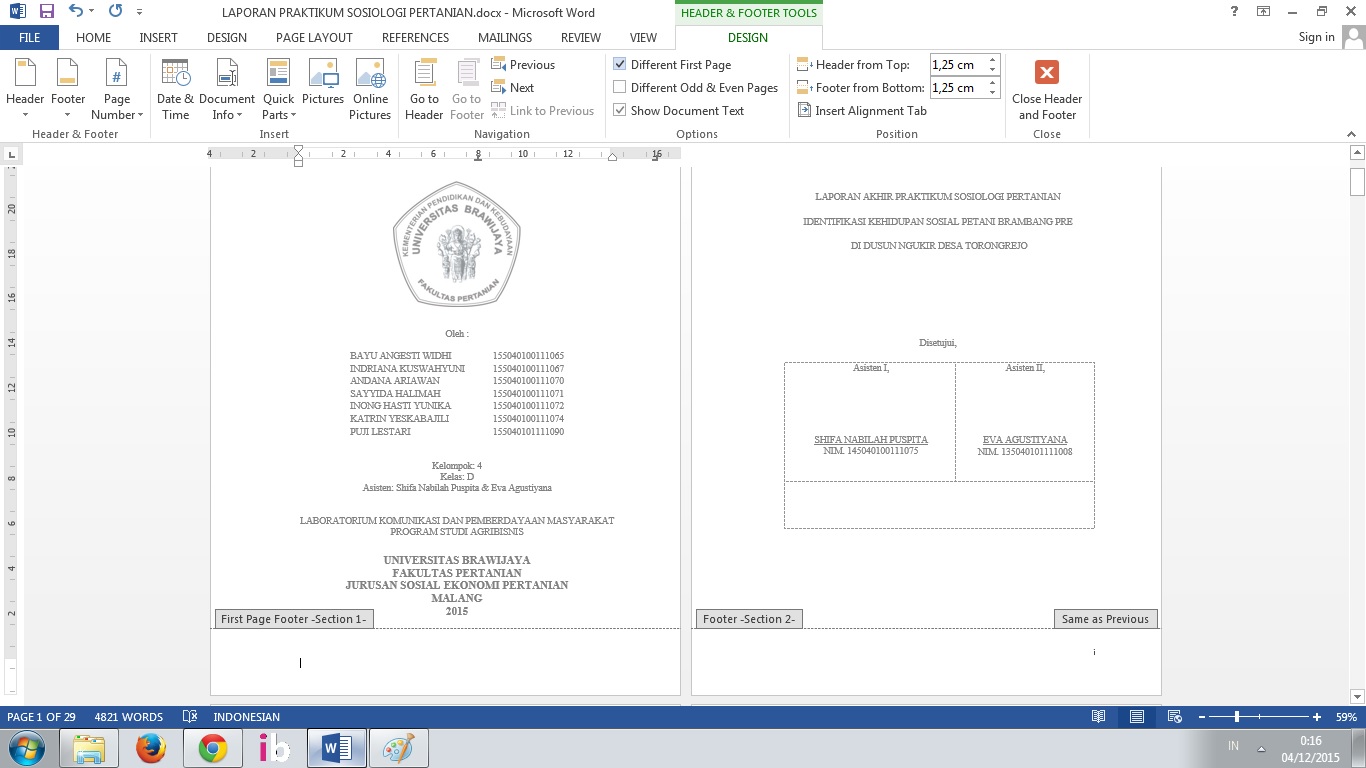 Catatan hidup cara membuat halaman berbeda pada word
