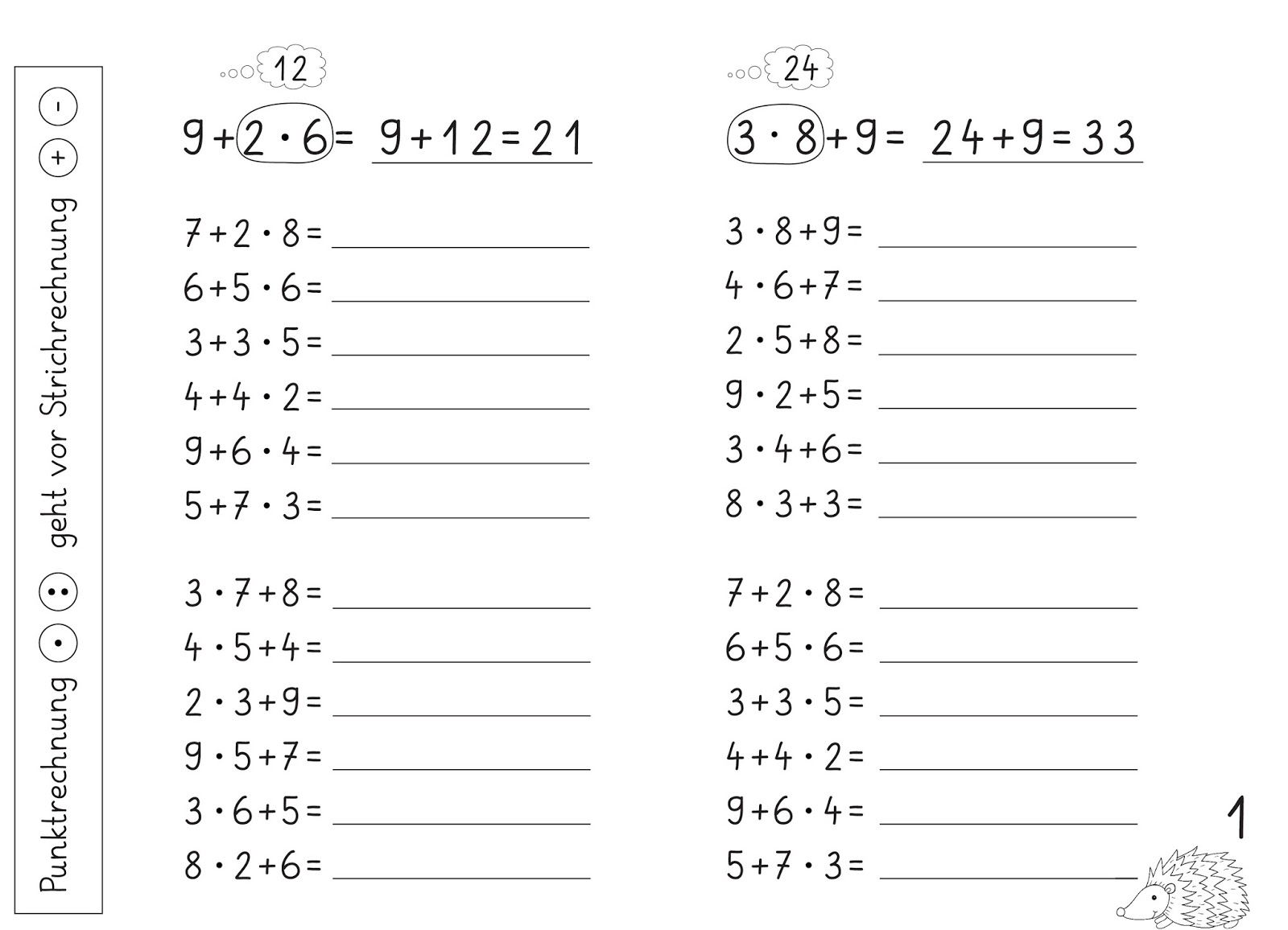 Lernstübchen: Punkt vor Strichrechnung (1)