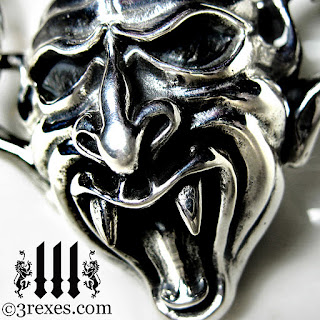 silver devil gargoyle necklace detail