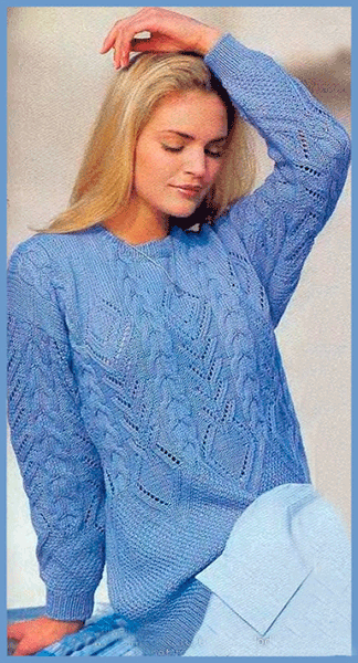 МОИ ПЕТЕЛЬКИ: Голубой узорчатый пуловер