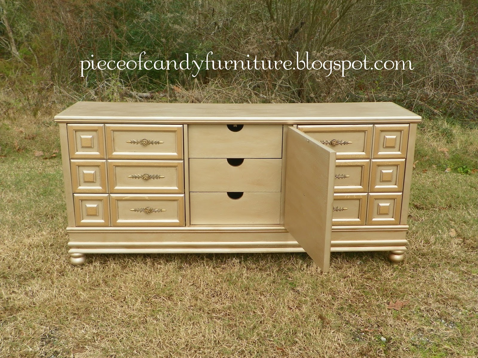 Piece Of Candy Furniture Mediterranean Dresser Painted in Metallic