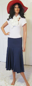 Ladies Modest Navy Blue Full Circle Stretch Knit Jersey Skirt for Work, Dance, church, or Leisure