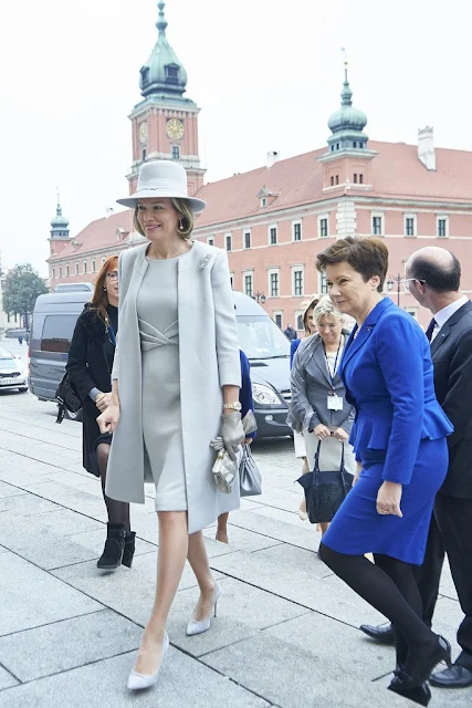 Queen Mathilde of Belgium and First Lady Agata Kornhauser-Duda visits Wolfgang Goethe college as part of official Royal visit in Poland