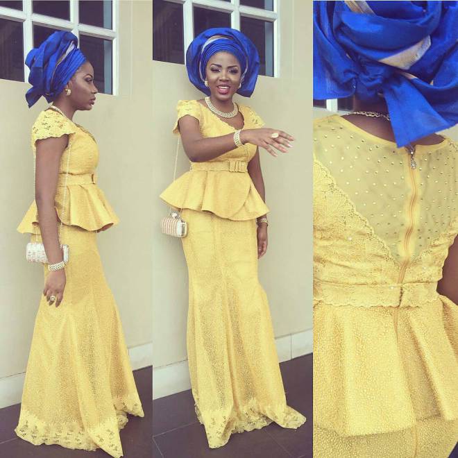 Yellow Beautiful Aso Ebi Lace Styles DeZango