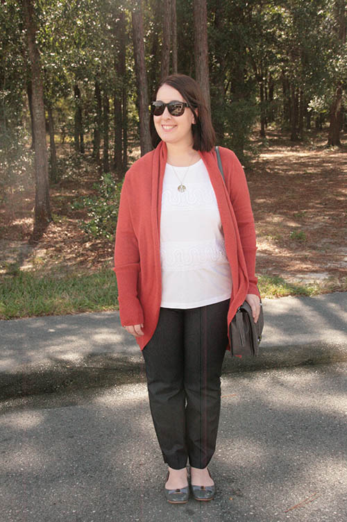 dainty and decadent chanel and since i wore pajamas for three months straight this was my first time wearing it i usually go for blacks and neutrals but this burnt orange color
