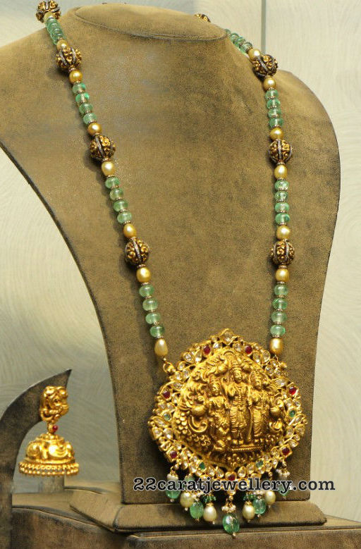 Emerald Beads Set Ram Sita Pendant