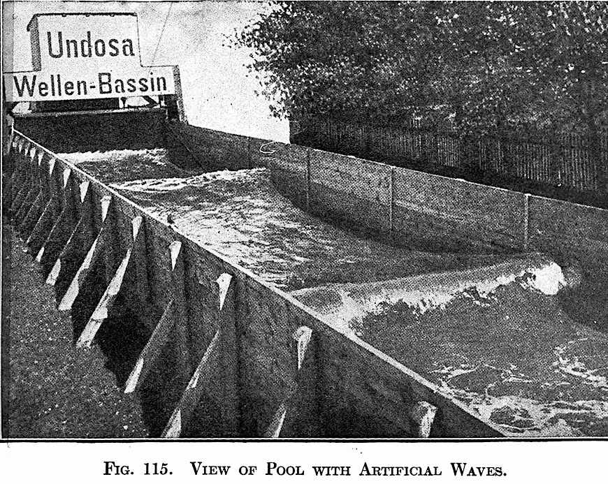 1908 wave-making machine "View of Pool with Artificial Waves" a 1908 wave-making machine