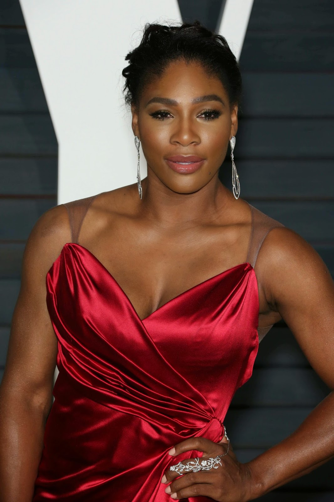 Ladies in Satin Blouses: Serena Williams - red satin dress