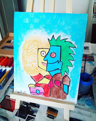 artwork picasso inspired acryllic paint man women vivid colors artwork picasso inspired acryllic paint man women vivid colors