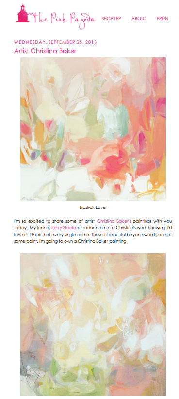 The Art Selectress: Pink Pagoda Latest: Christina Baker