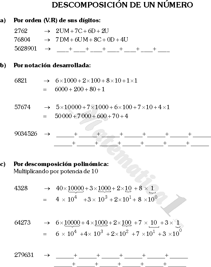 Sistemas De Numeracion En Naturales Ejemplos Y Ejercicios De Sexto