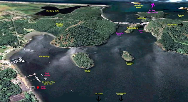 Snapshot showing Cornet Bay and Deception Pass