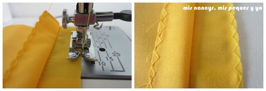 mis nancys, mis peques y yo, tutorial DIY funda de cojín sencilla con cremallera y volante, sobrehilar zigzag