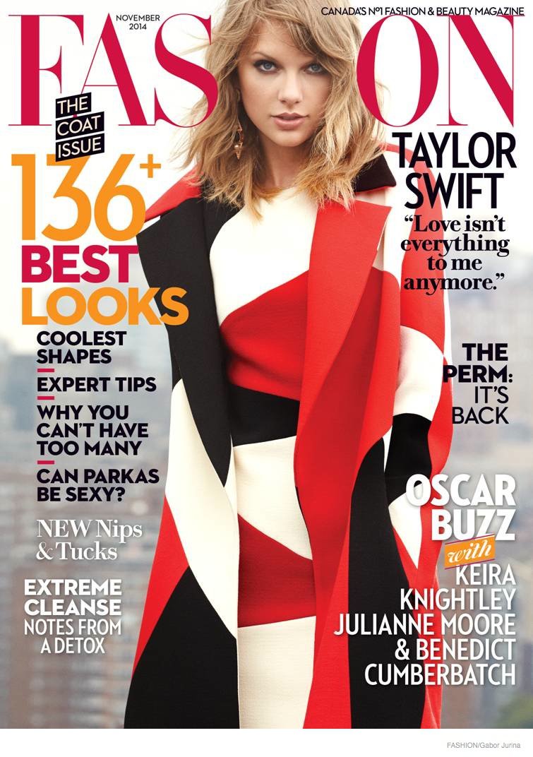 Taylor Swift poses for Fashion Magazine's November 2014 cover story
