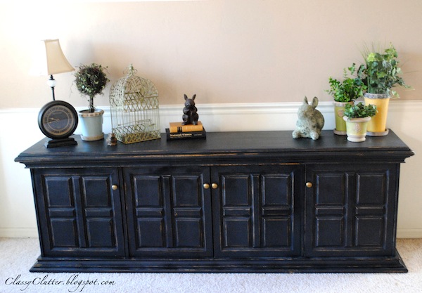 classic black console makeover - classy clutter