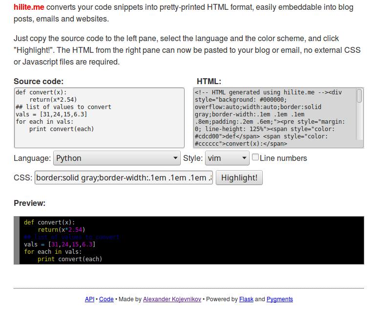 How to highlight source code for displaying in HTML