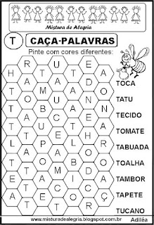 Atividades de alfabetização,caça-palavras