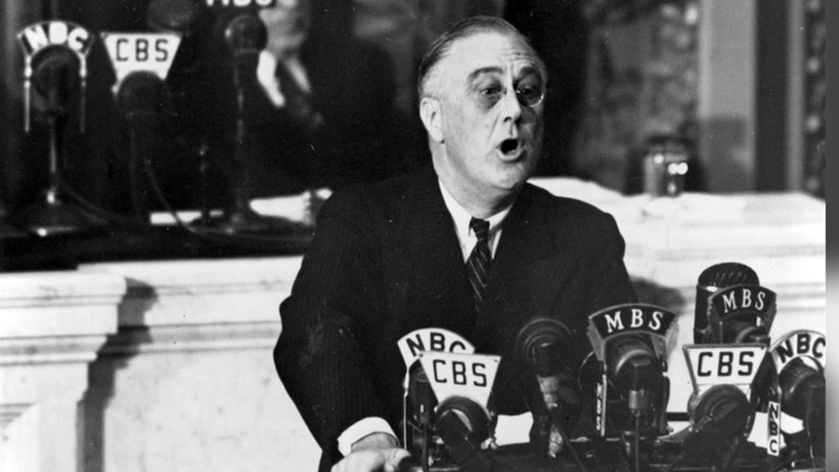 Franklin Delano Roosevelt giving speech