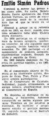 Recorte de El Mundo Deportivo en 1963