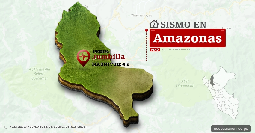 Temblor en Amazonas de magnitud 4.2 (Hoy Domingo 26 Agosto 2018) Sismo EPICENTRO Jumbilla - Bongará - IGP - www.igp.gob.pe Temblor en Amazonas de magnitud 4.2 (Hoy Domingo 26 Agosto 2018) Sismo EPICENTRO Jumbilla - Bongará - IGP - www.igp.gob.pe