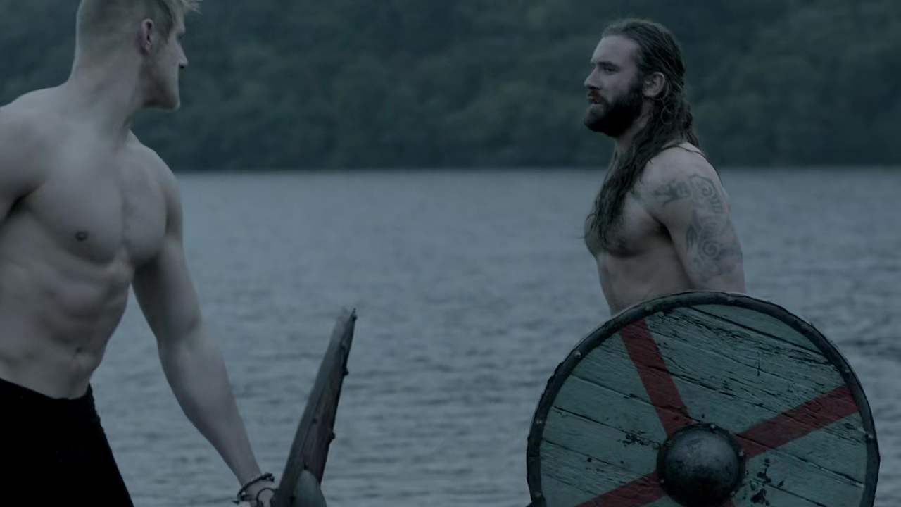 ausCAPS: Alexander Ludwig and Clive Standen shirtless in Vikings 2-08