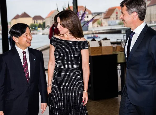 Crown Princess Mary wore Alexander McQueen Long Off Shoulder Knit Dress, Sergio Rossi Clutch, Gianvito Rossi Pumps