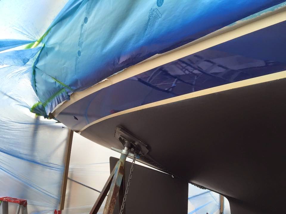 SAILING S/V TERRATIMA Freshly Painted Boot Stripe