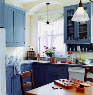 blue kitchen cabinets picture
