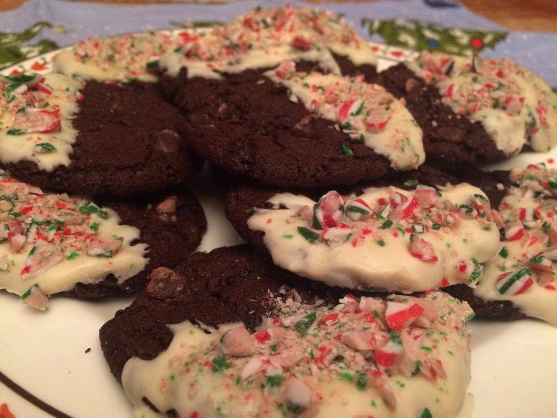 Double Chocolate Chip Candy Cane Cookies ~ Vegan 