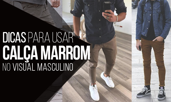 look masculino com calça caramelo