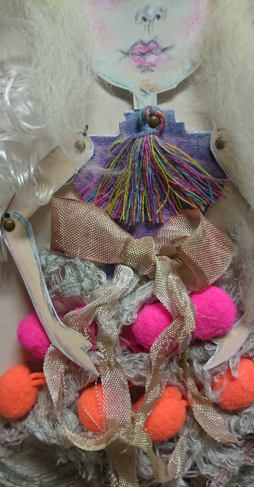 Vintage Handmade Mixed Media Art Paper Doll