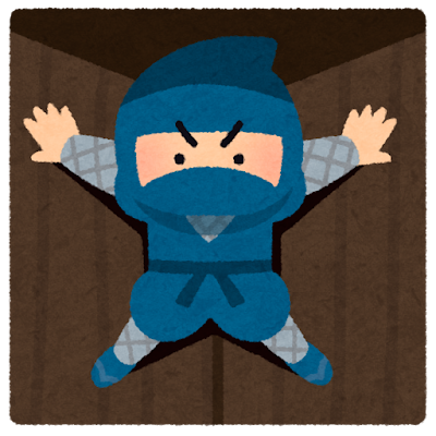 壁に張り付く忍者のイラスト