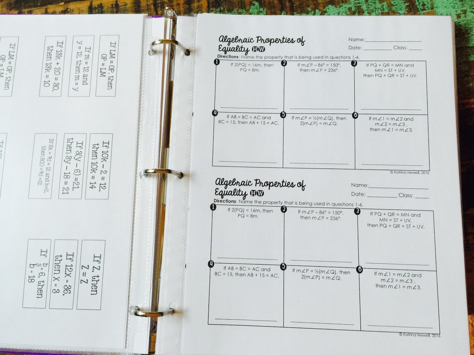 Classroom Organization Binders Mrs. Newell's Math