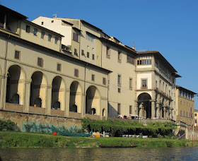 The Uffizi overlooks the Arno river in central Florence