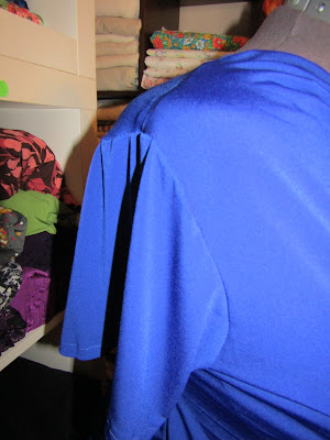 Blue ITY Knit Cowl Drape Neck top www.sewplus.blogspot.com