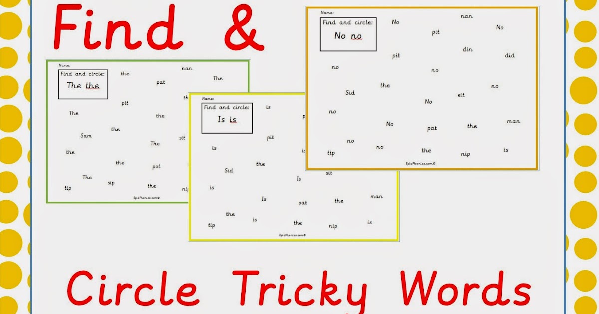 Simply Kids Learning Phonics Tricky Words Printable Activity