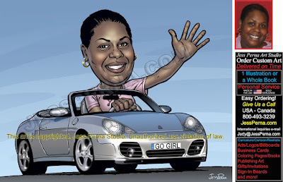 Woman Driving Car Retirement Caricature Gift