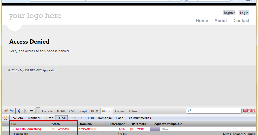 The chef programmer returning an http 403 forbidden error with asp net mvc