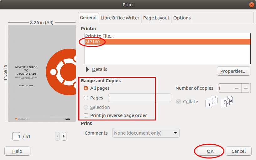 Printing on Ubuntu 18.04 and Trisquel 8.0