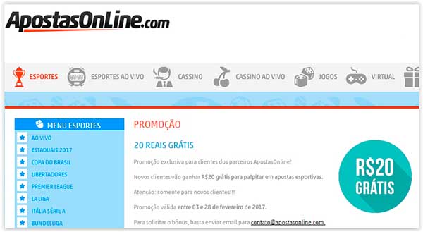 Promoção na Apostas Online: R$20 Grátis para Apostar Promoção na Apostas Online: R$20 Grátis para Apostar