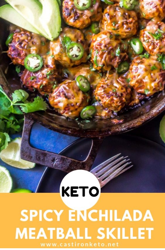 Keto Enchilada Meatball Skillet