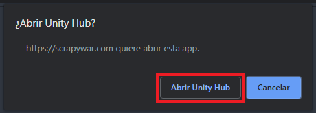 Permita abrir Unity Hub a su navegador.
